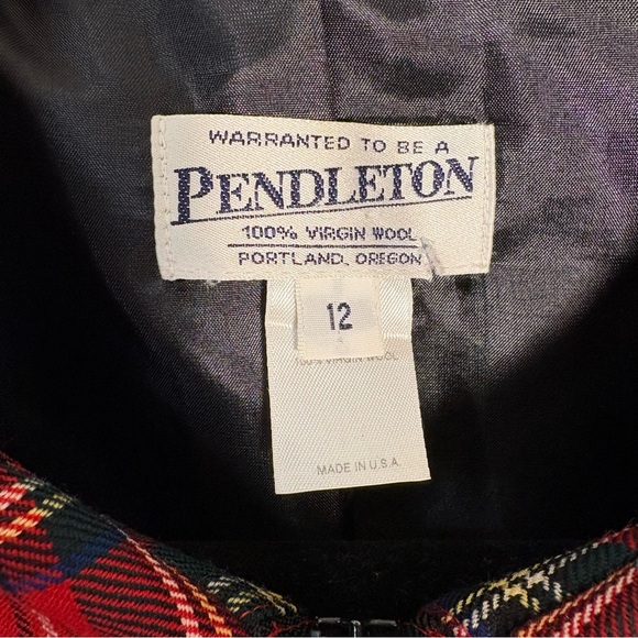 Vintage Pendleton Women's Red Plaid Jacket 100% Virgin Wool Lined Size 12 - Picture 7 of 11